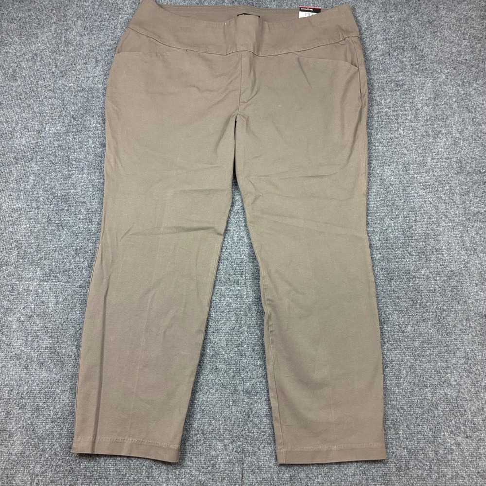 Lee Plus Sculpting Slim Fit Mid Rise Pants Taupe Womens Size 22W Petite NEW NWT